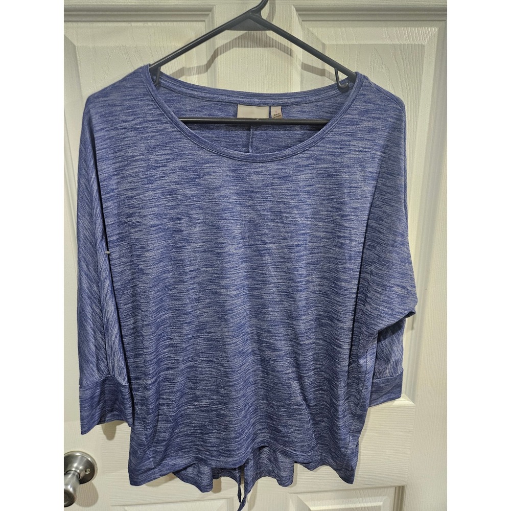 Athleta Essence Tie Back Top Blue Space Dye 3/4 Sleeve Yoga‎ Shirt Small